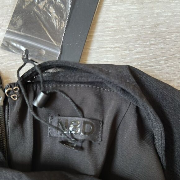 NBD Long Sleeve‎ Mesh Mini Dress in Black Size XS Nwt - Picture 5 of 6